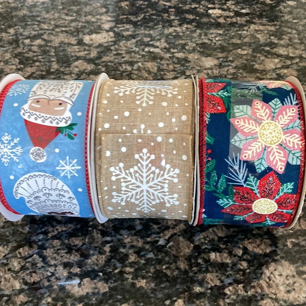 CELEBRATE IT WIRED XMAS RIBBON LOT OF 3 NWT